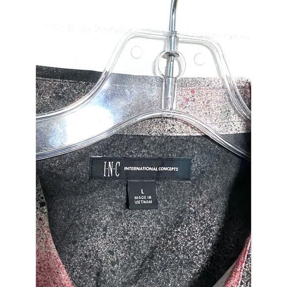 INC Spray Paint Splatter Button Shirt Mens L Red Black Gray Grunge Retro NYE NWT - Picture 5 of 8